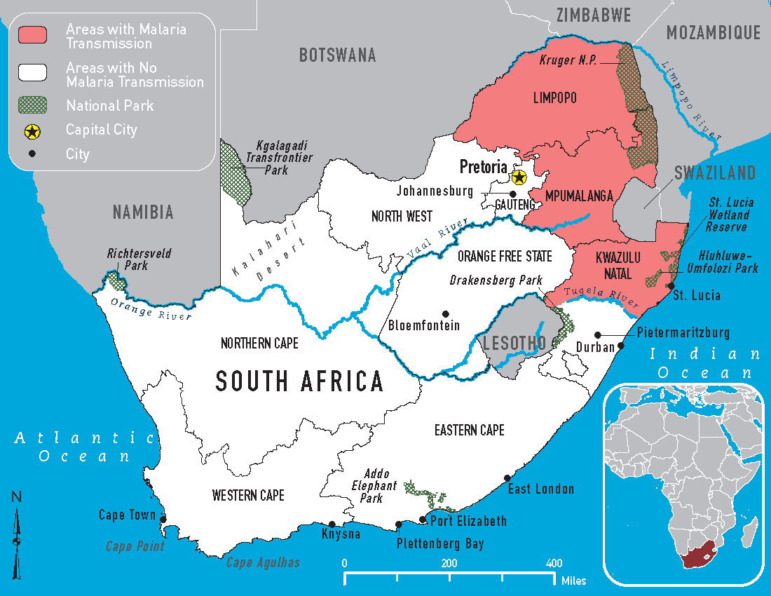 malaria risk map of south africa for 2024